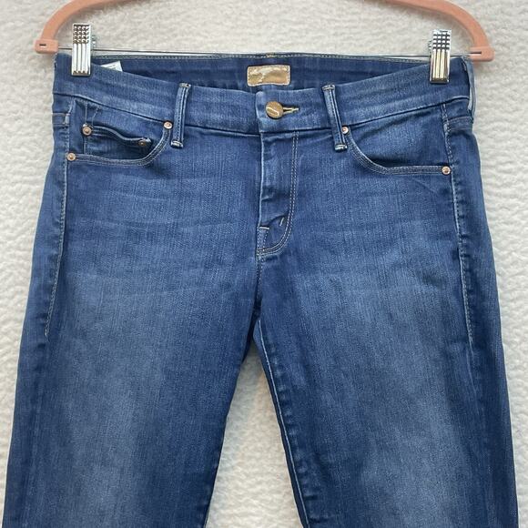 Mother Jeans Womens 27 Blue The Looker Ankle Fray Skinny Denim USA Low Rise - Picture 4 of 13